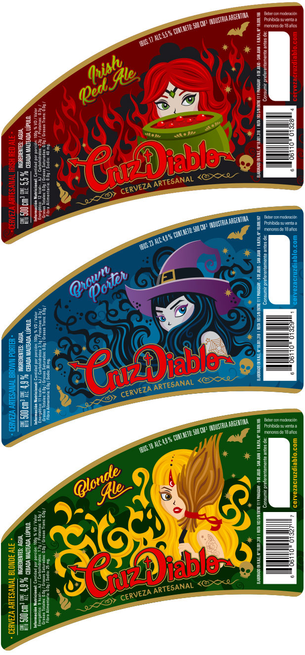 Etiquetas para las cervezas de Cruz Diablo.