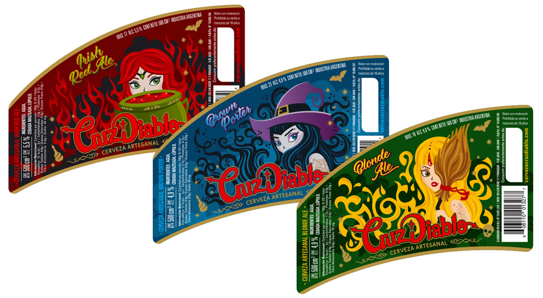 Etiquetas para las cervezas de Cruz Diablo.
