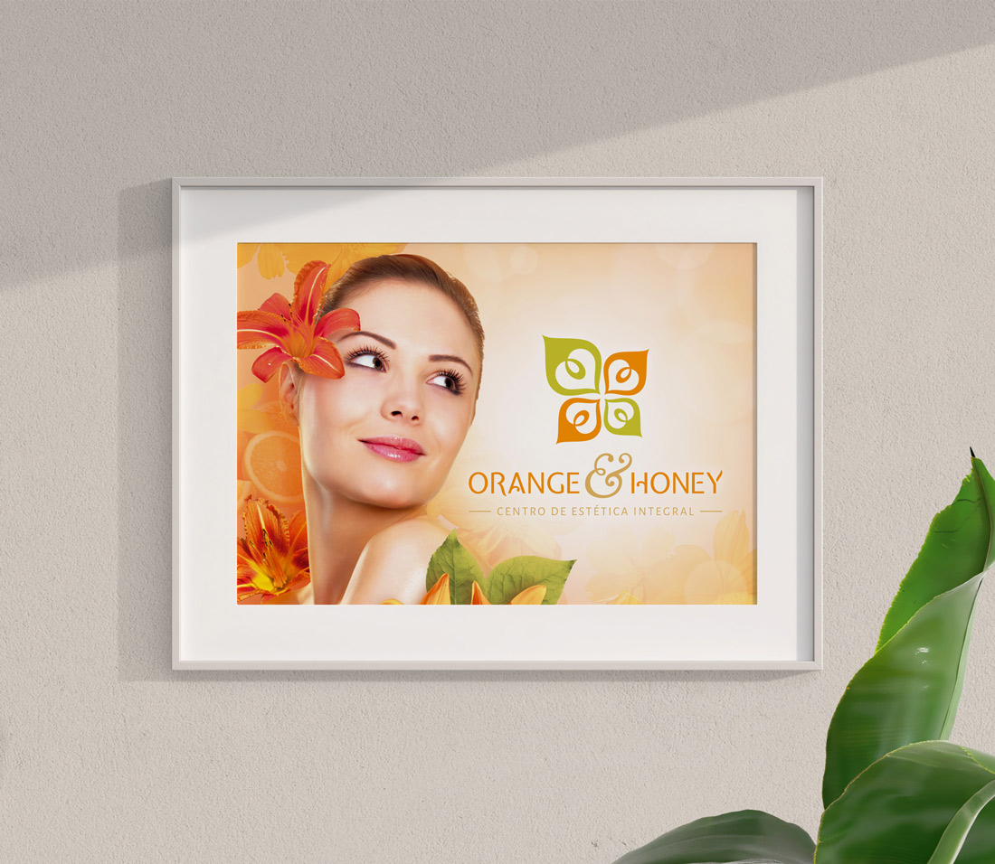 Diseño de cartel para local de Orange & Honey.